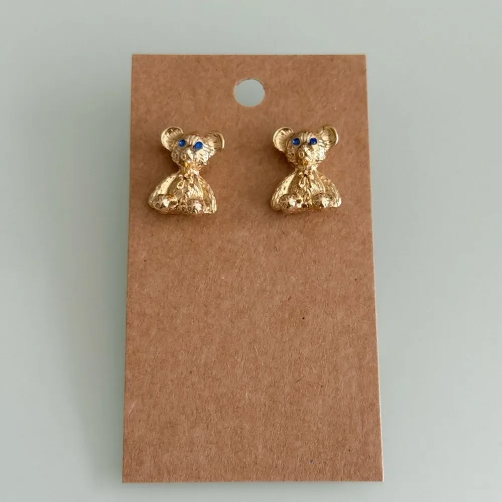 Gold Teddy Bear Earrings A1036